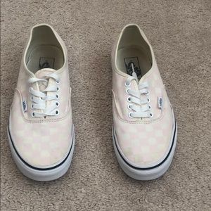 VANS Light pink and cream checkered sneakers